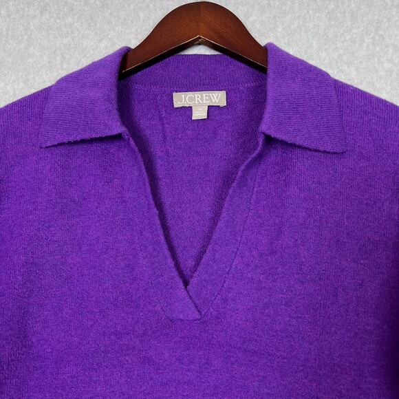 J. Crew Purple Collared V Neck Crop Sweater in Supersoft Yarn Size XS - Picture 2 of 7